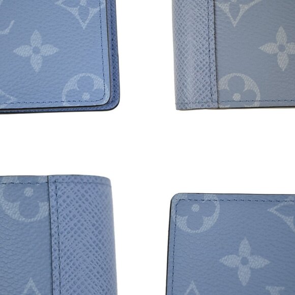LOUIS VUITTON Multiple Taigarama Monogram Leather Bifold Wallet Skyblue - Picture 5 of 11